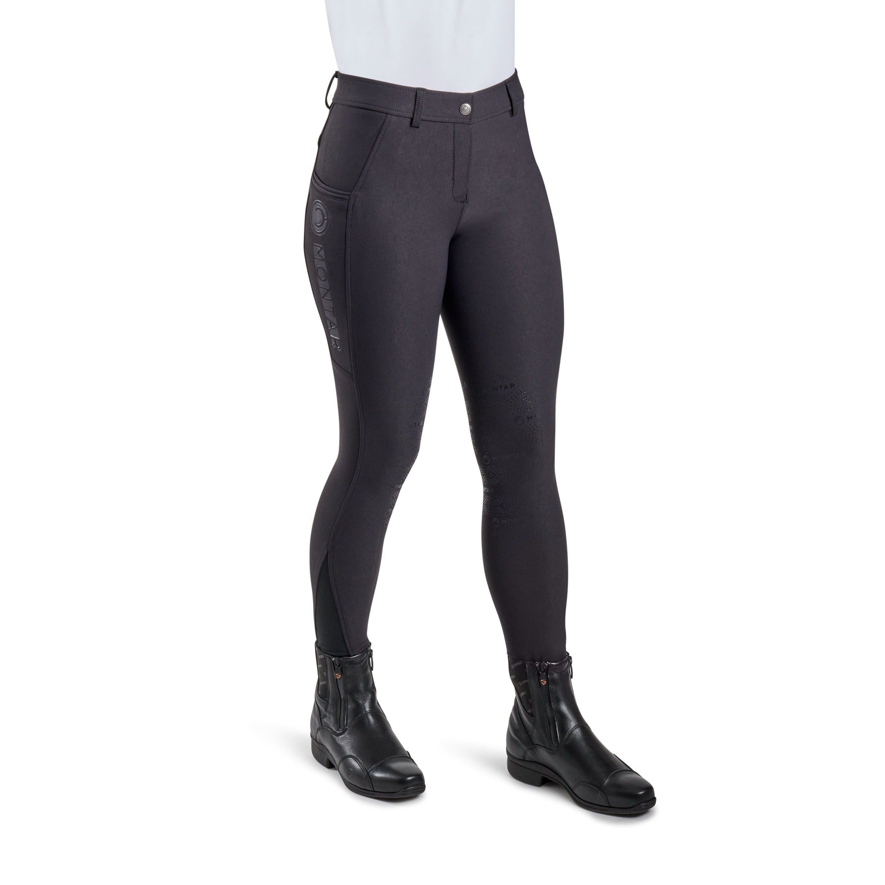 Montar Angela Yati Normal Waist Breeches - Knee Grip, Black – Dapper Horse