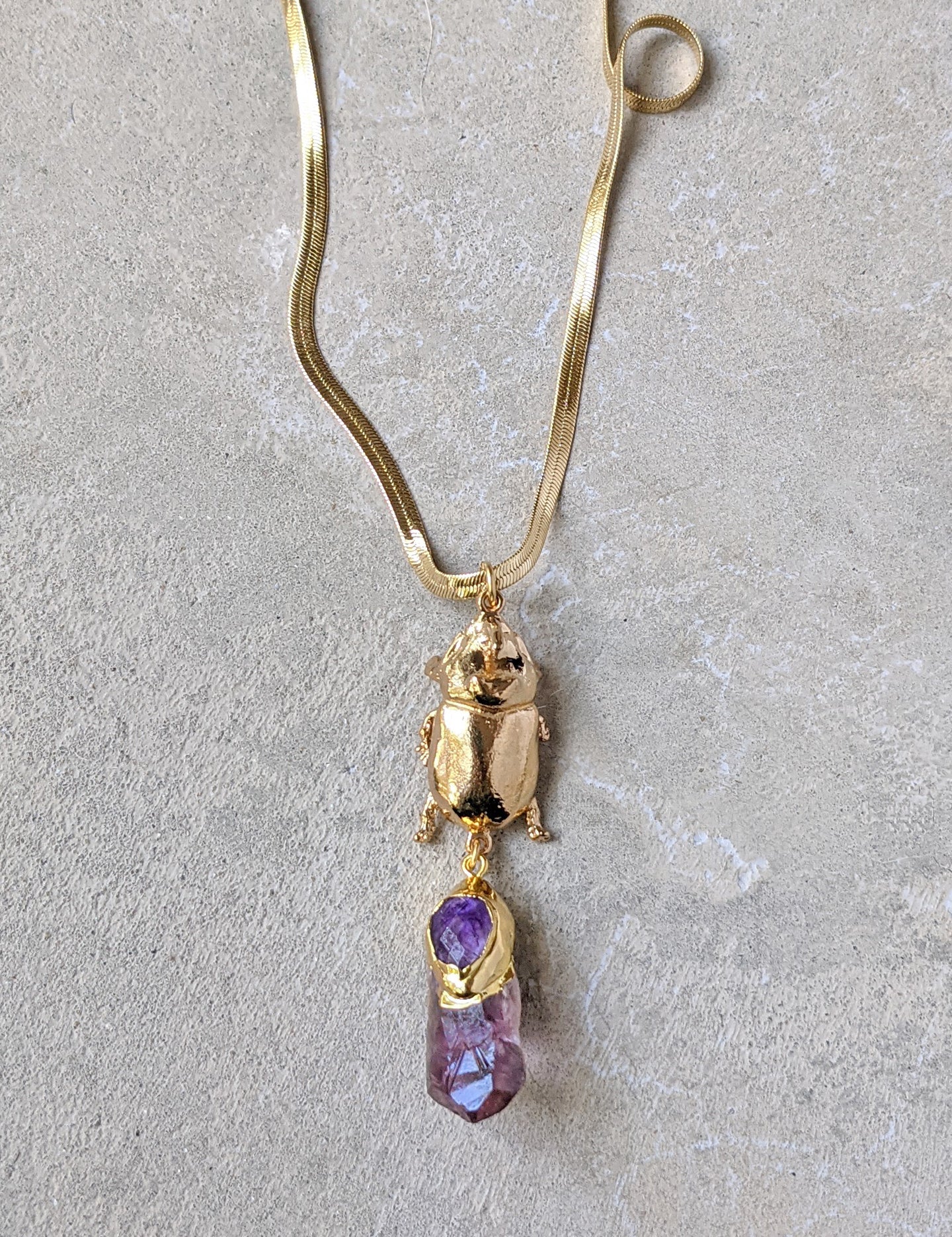 Beetle Amethyst Necklace