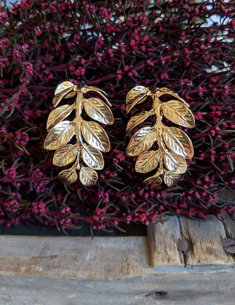 Gold Plated Leaf Earrings - Made in USA | NUANCE