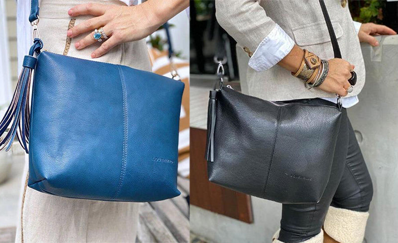 steel blue and black louenhide crossbody daisy handbag shoulder bag