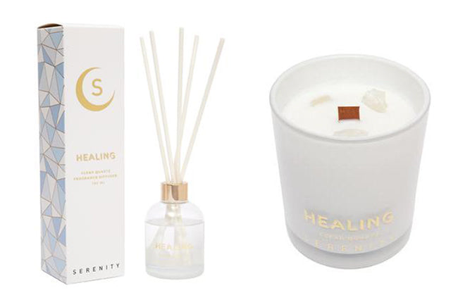 serenity healing crystal candle reed diffuser clear quartz
