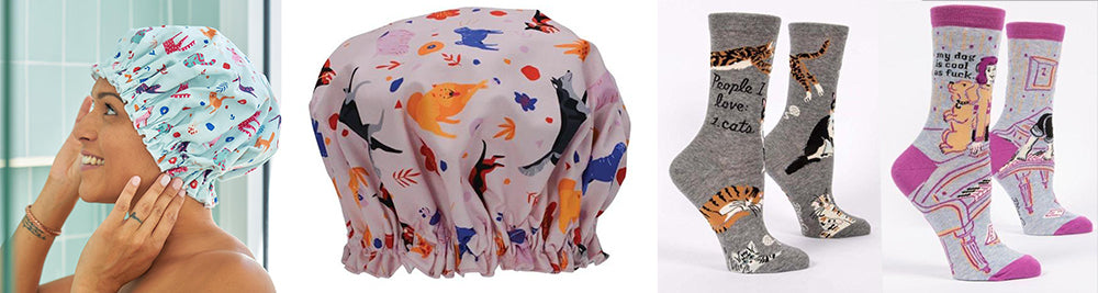 cat dog shower cap gift socks blue q Annabel trends