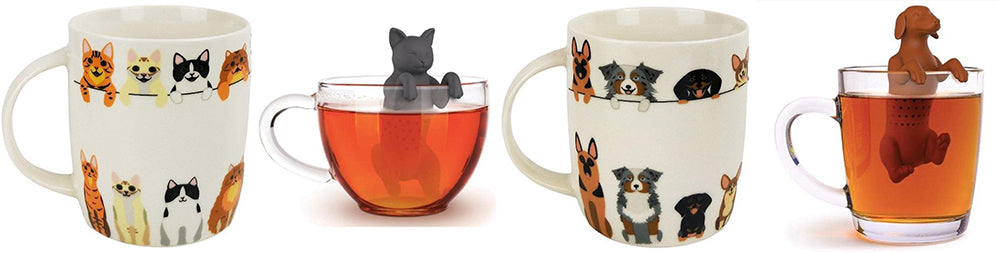 cat dog mug tea strainer