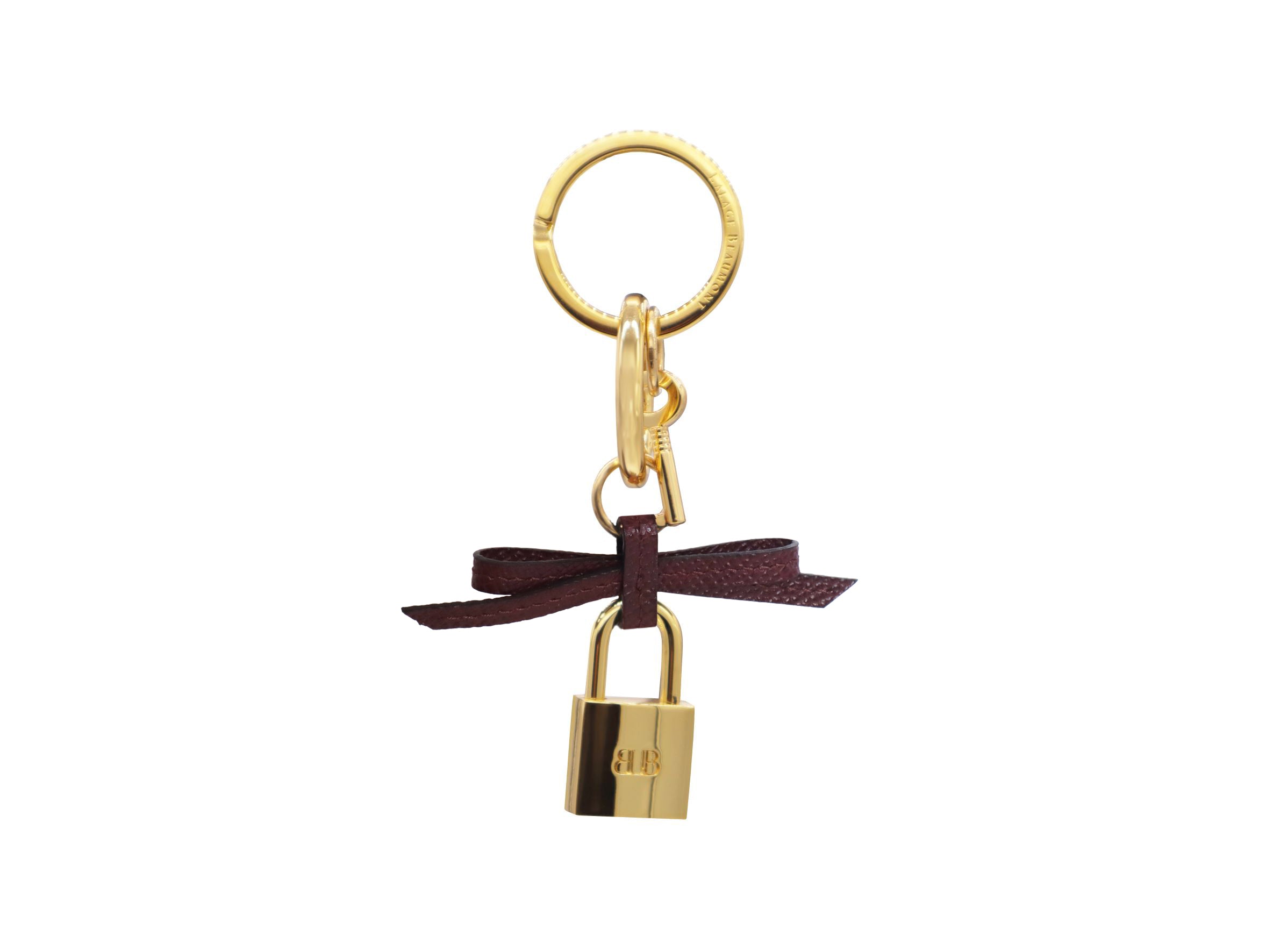 Bow and Padlock Keyring/Bag Charm - Dolomite Pebble Print - Wine