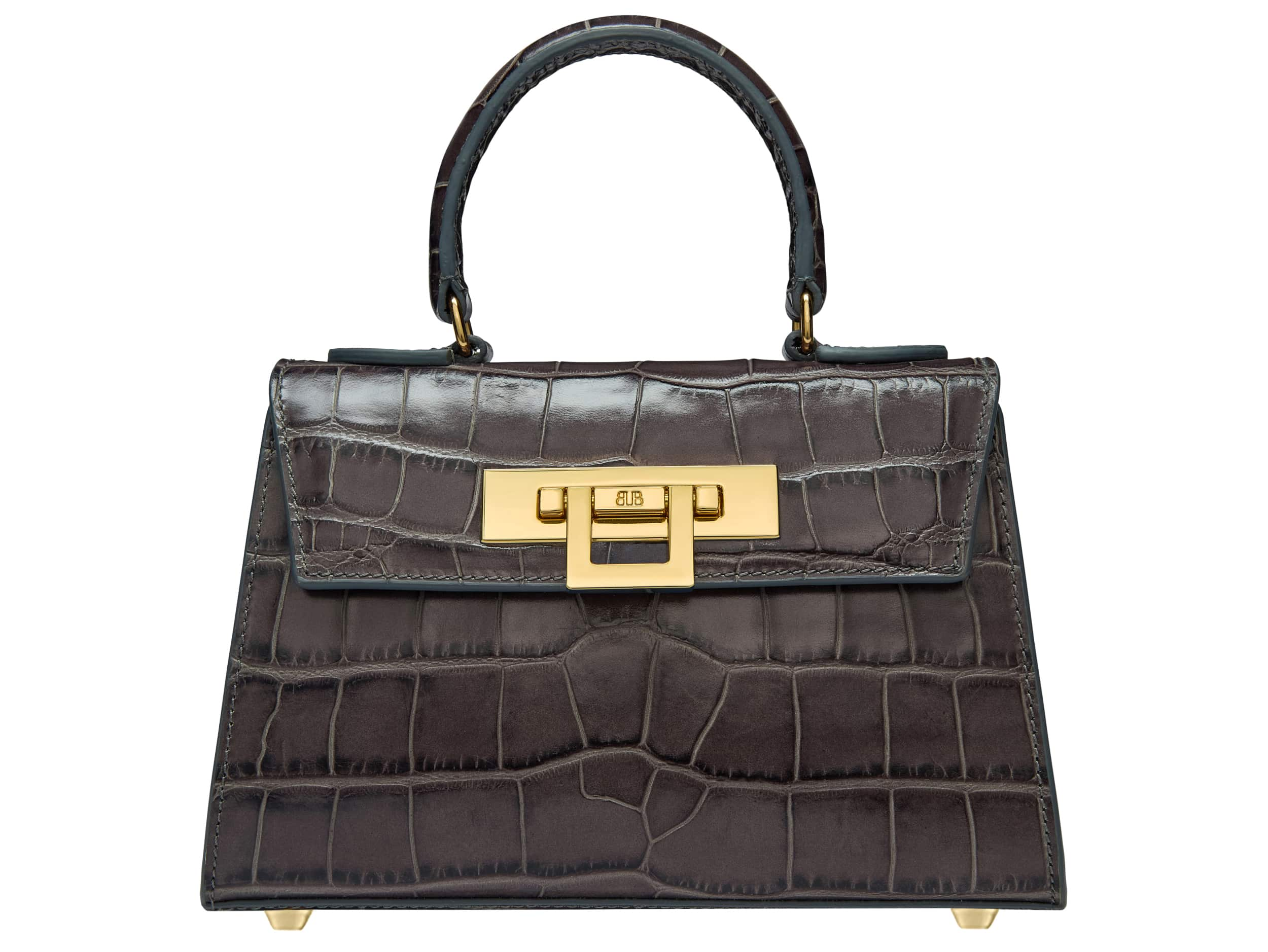 Fonteyn Mignon Orinoco 'Croc' Print Calf Leather Handbag - Dark Grey