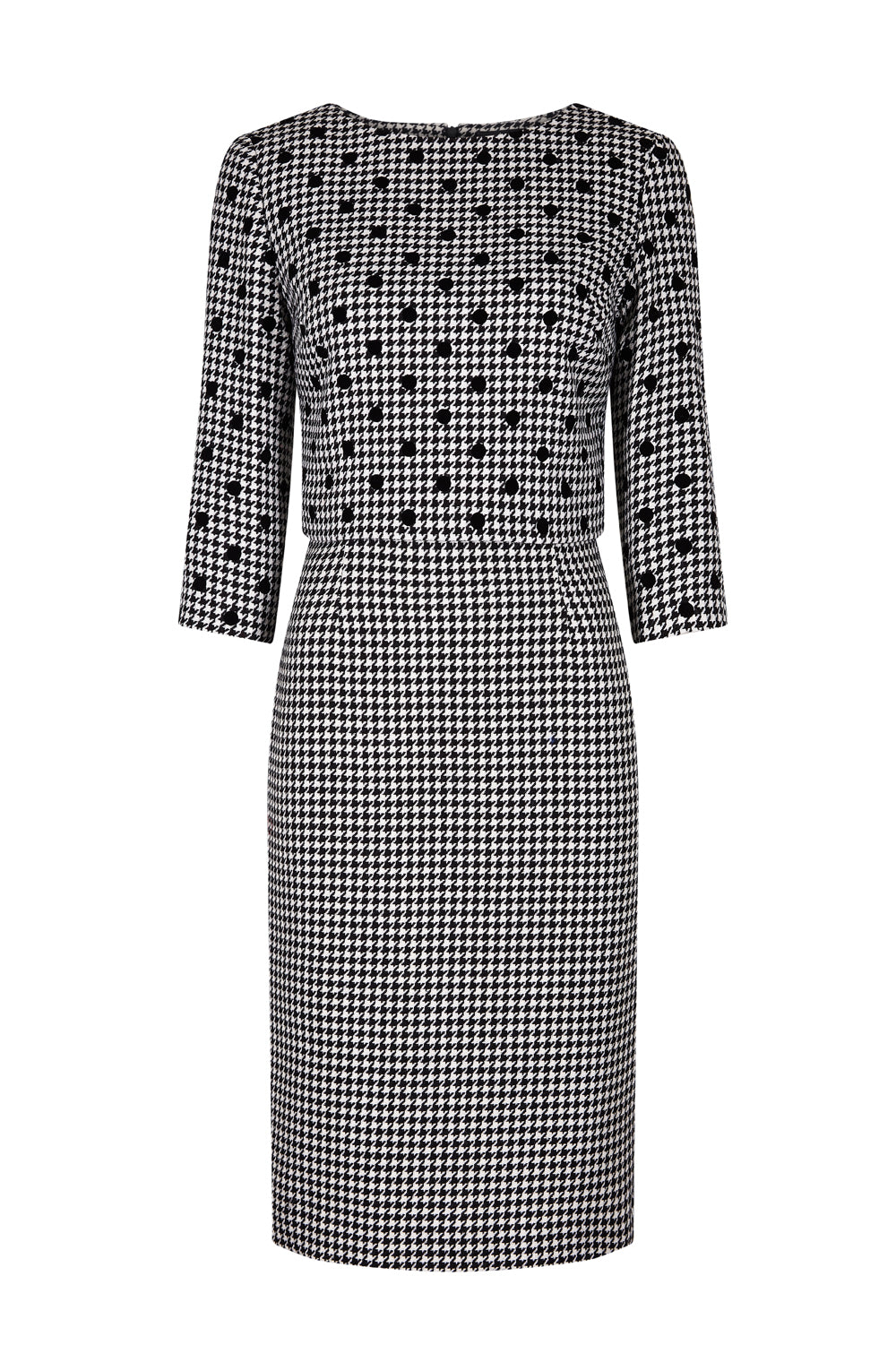 Dogtooth Check Dress with Floating Bodice - Rolanda