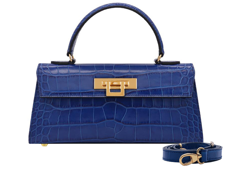 Fonteyn East West Orinoco 'Croc' Print Calf Leather Handbag - Cobalt