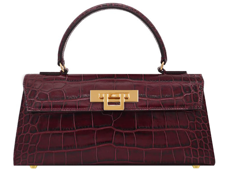 Fonteyn East West Orinoco 'Croc' Print Calf Leather Handbag- Wine