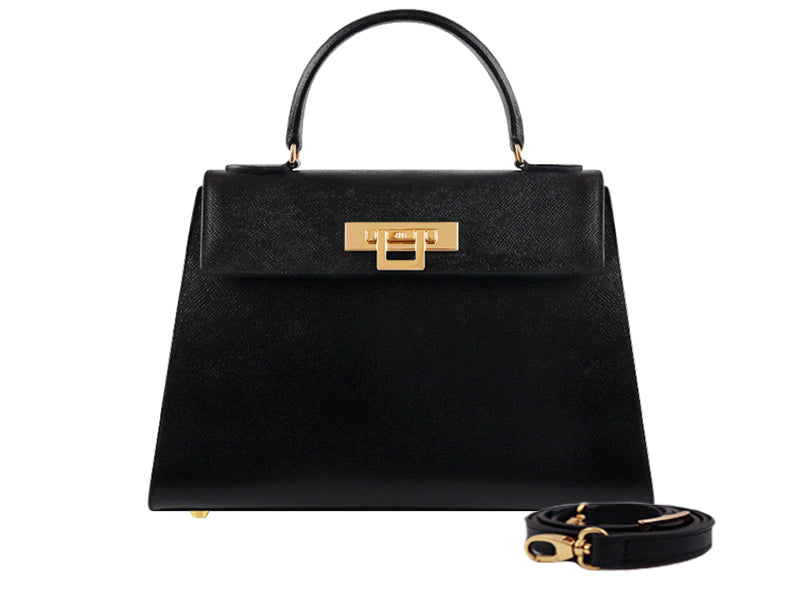 Fonteyn Large Dolomite Pebble Print Calf Leather Handbag - Black