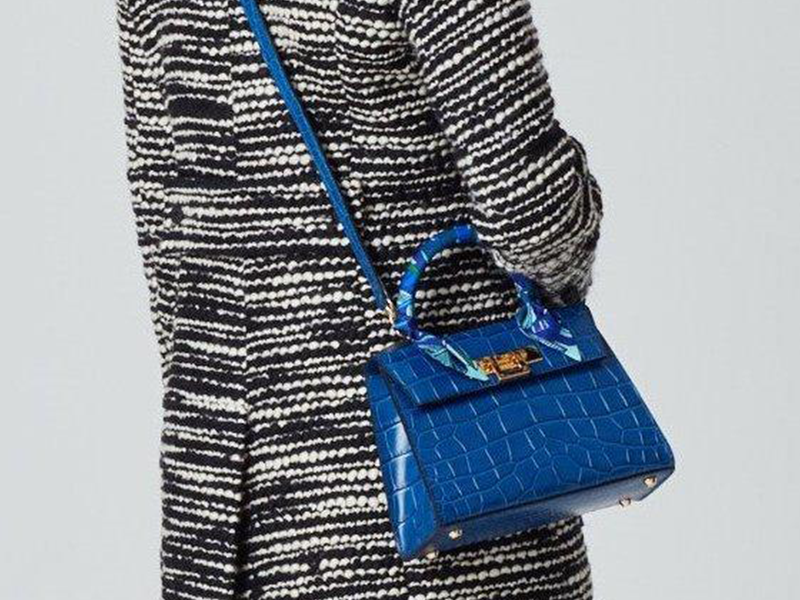 Fonteyn Midi Orinoco 'Croc' Print Calf Leather Handbag - Cobalt