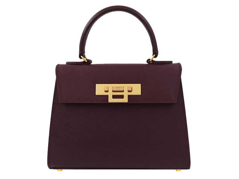 Fonteyn Midi Dolomite Pebble Print Calf Leather Handbag - Wine