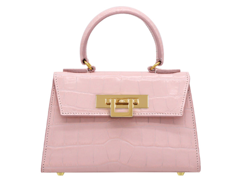 Fonteyn Mignon Orinoco 'Croc' Print Calf Leather Handbag - Rose