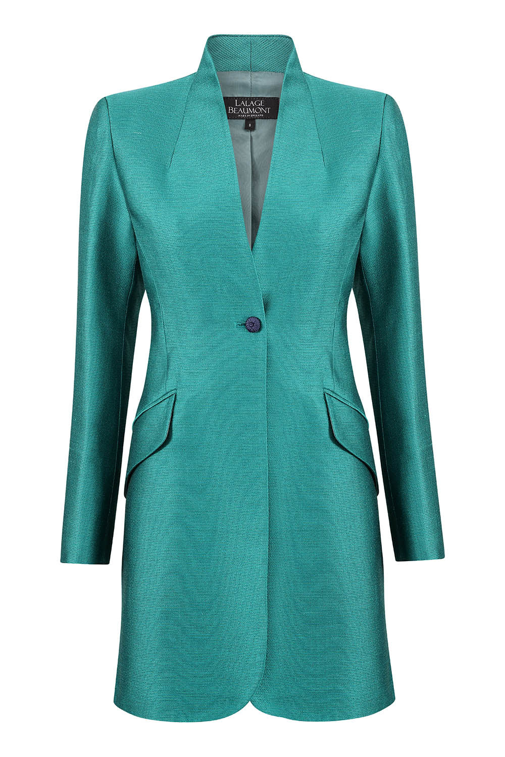 Emerald Plain Brocade Long Jacket - Mia