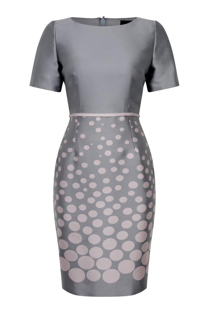 Graduated Pink Dots on Grey Silk Sateen - Angie