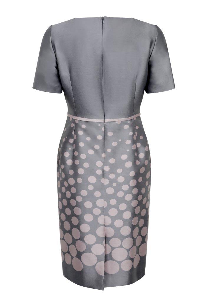 Graduated Pink Dots on Grey Silk Sateen - Angie