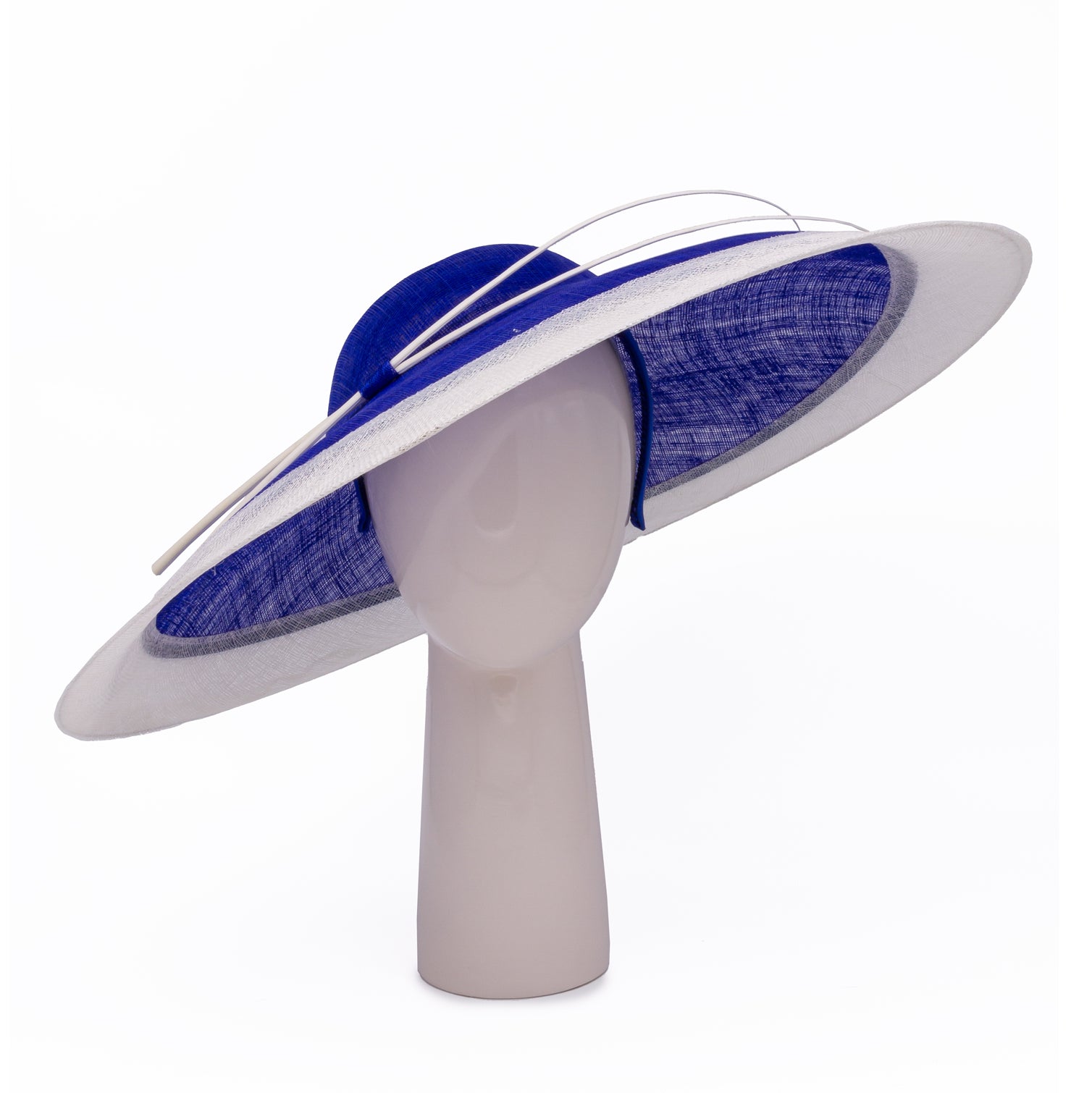 Two-tone Wide Rim Hat in Sapphire and Ivory