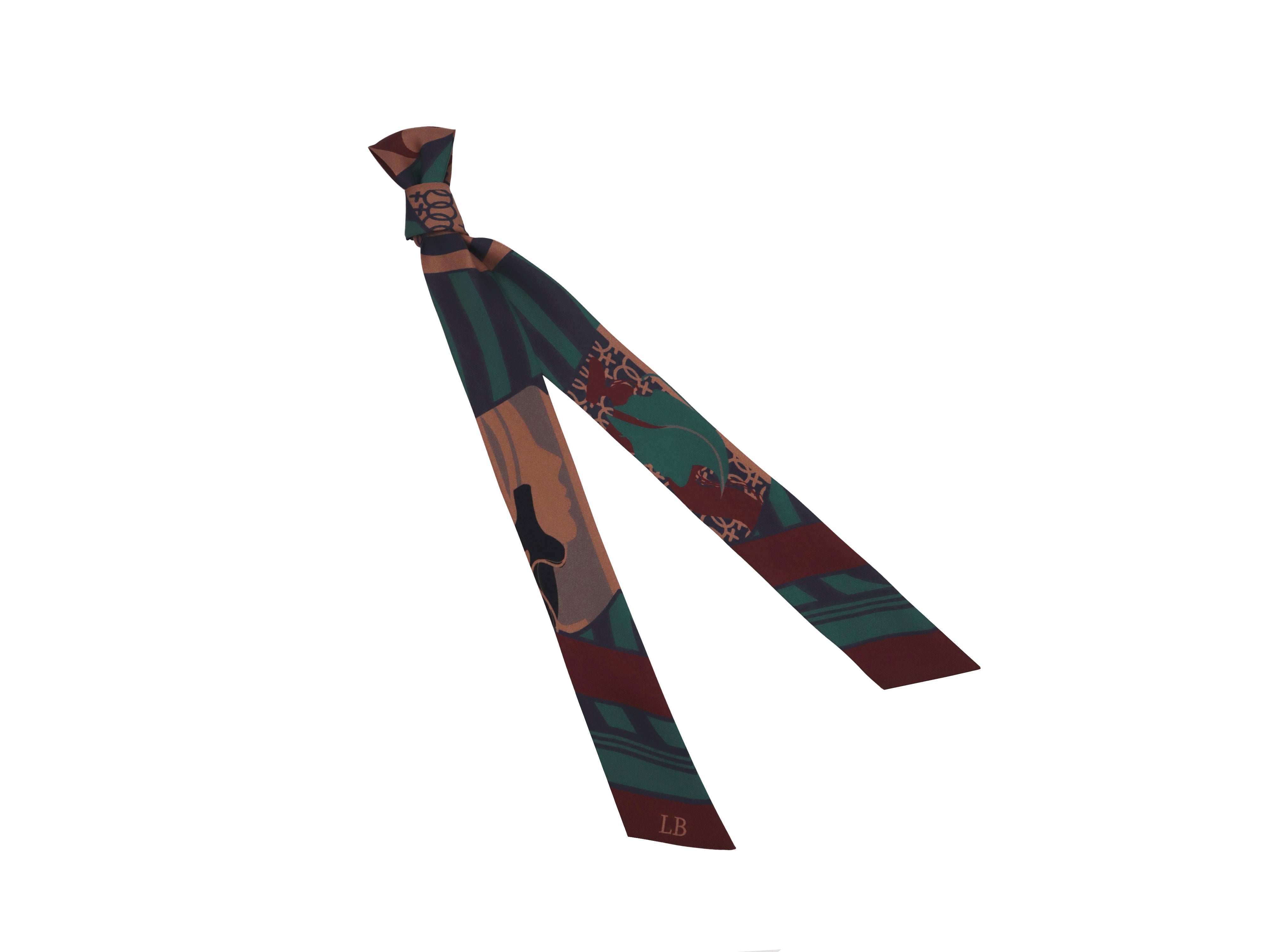 Banderole - Silk Ribbon Scarf - Hera Abstract Tan/Green