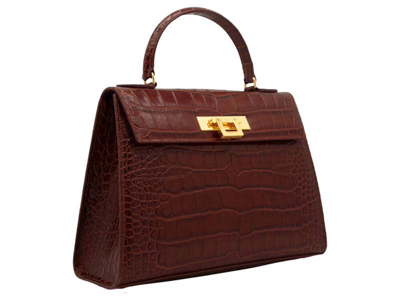 Fonteyn Large Orinoco 'Croc' Print Calf Leather Handbag - Marron GlacÃ©