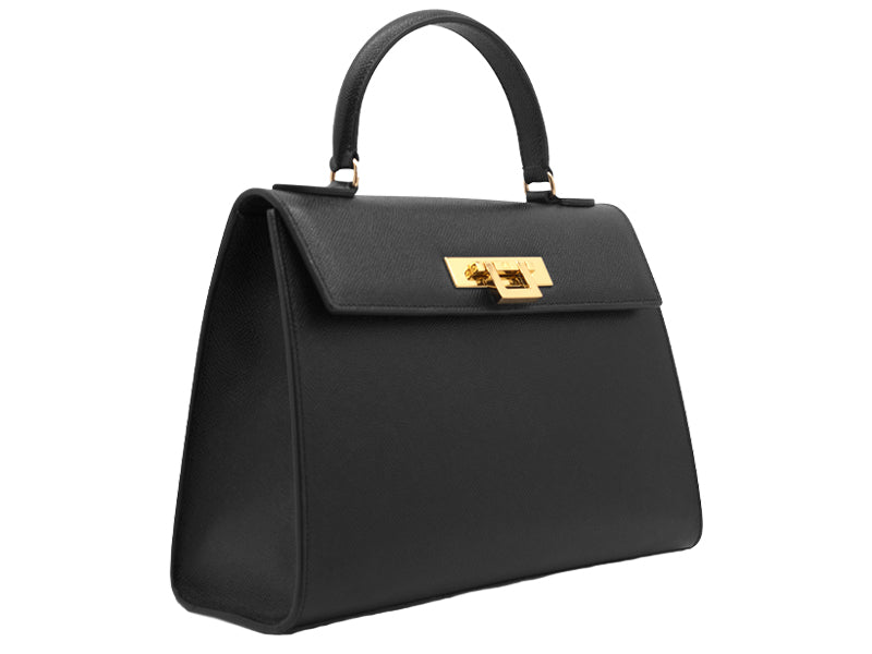 Fonteyn Large Dolomite Pebble Print Calf Leather Handbag - Black