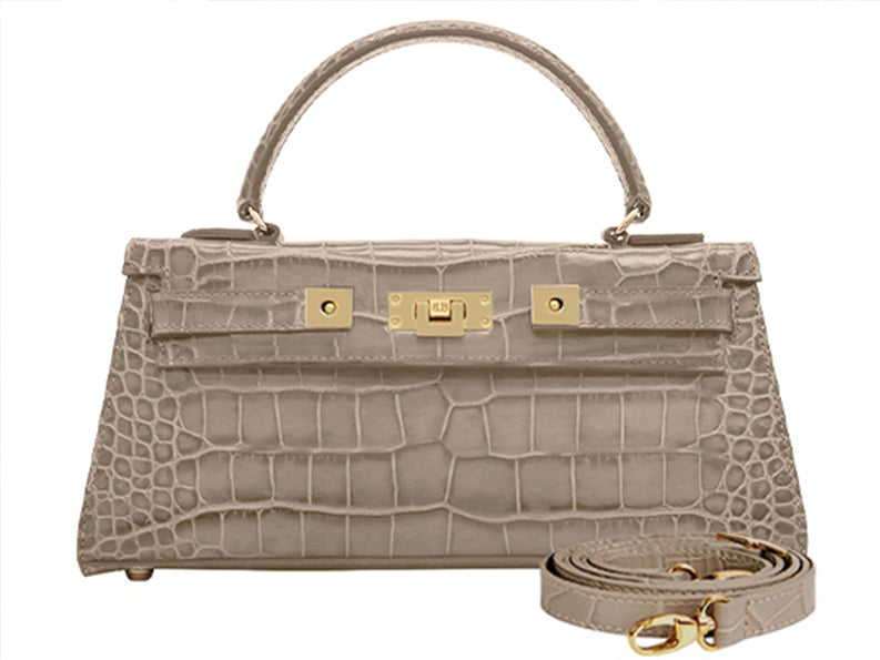 Maya East West Orinoco 'Croc' Print Calf Leather Handbag - Stone