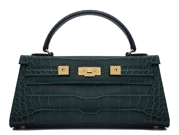 Maya East West Orinoco 'Croc' Print Calf Leather Handbag - Dark Green