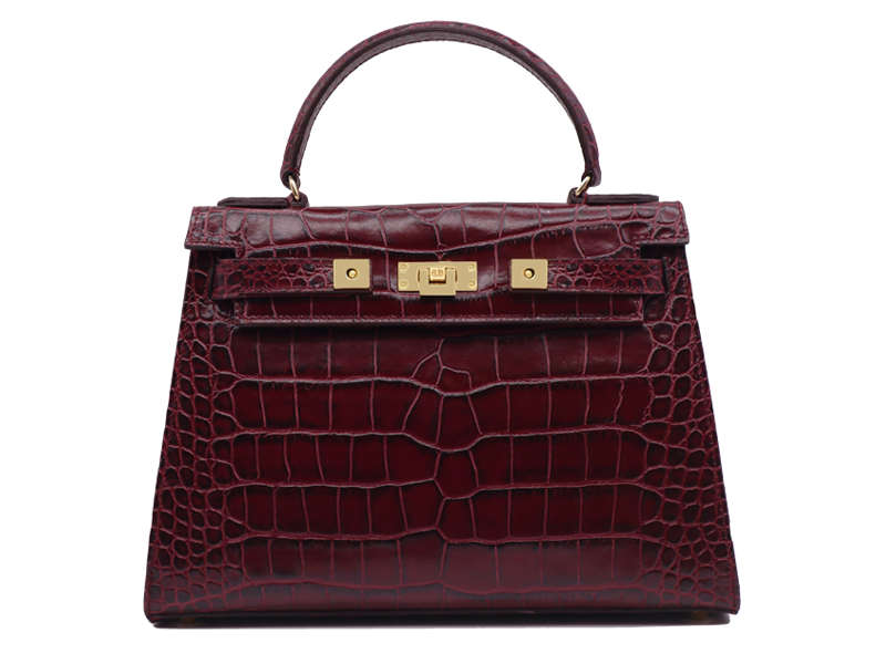 Maya Large Orinoco 'Croc' Print Calf Leather Handbag - Wine