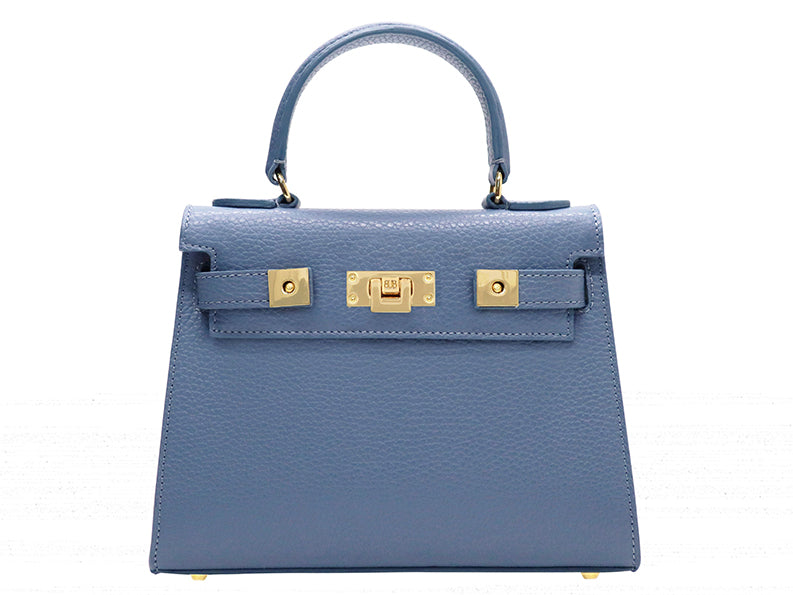 Maya Midi Caribou Soft Grainy Print Calf Leather Handbag - Bluebell