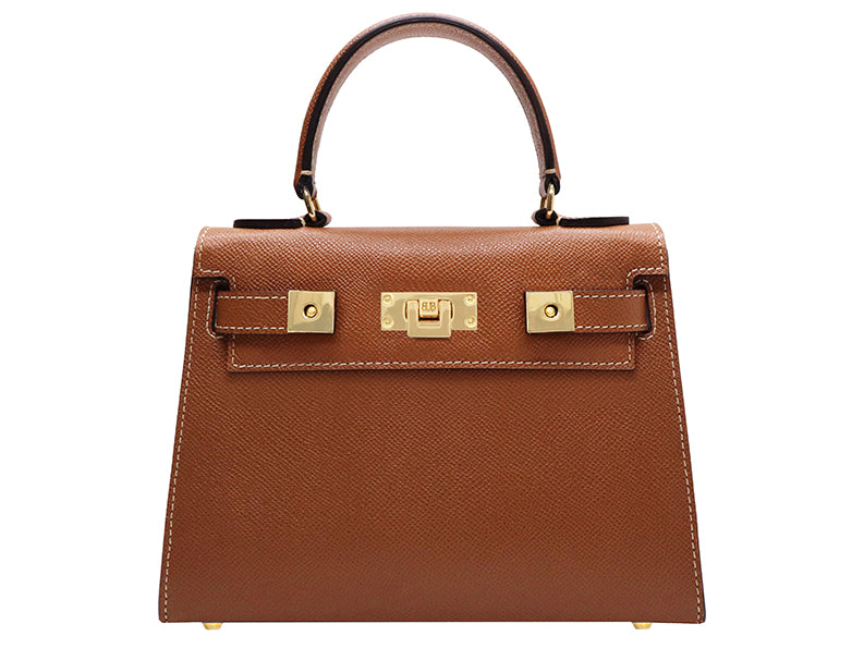 Maya Midi Dolomite Pebble Print Calf Leather Handbag - Tan