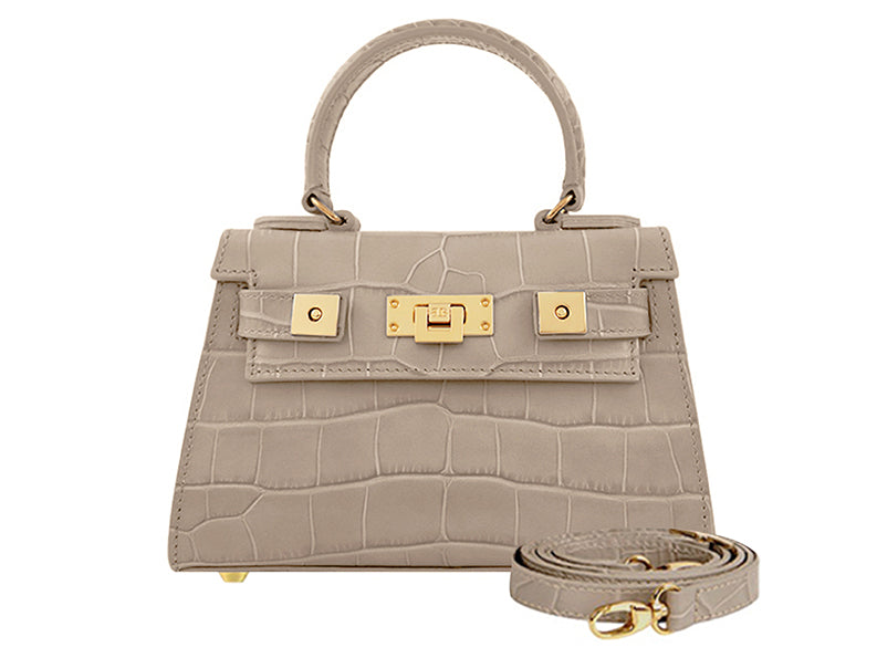 Maya Mignon Orinoco 'Croc' Print Calf Leather Handbag - Stone