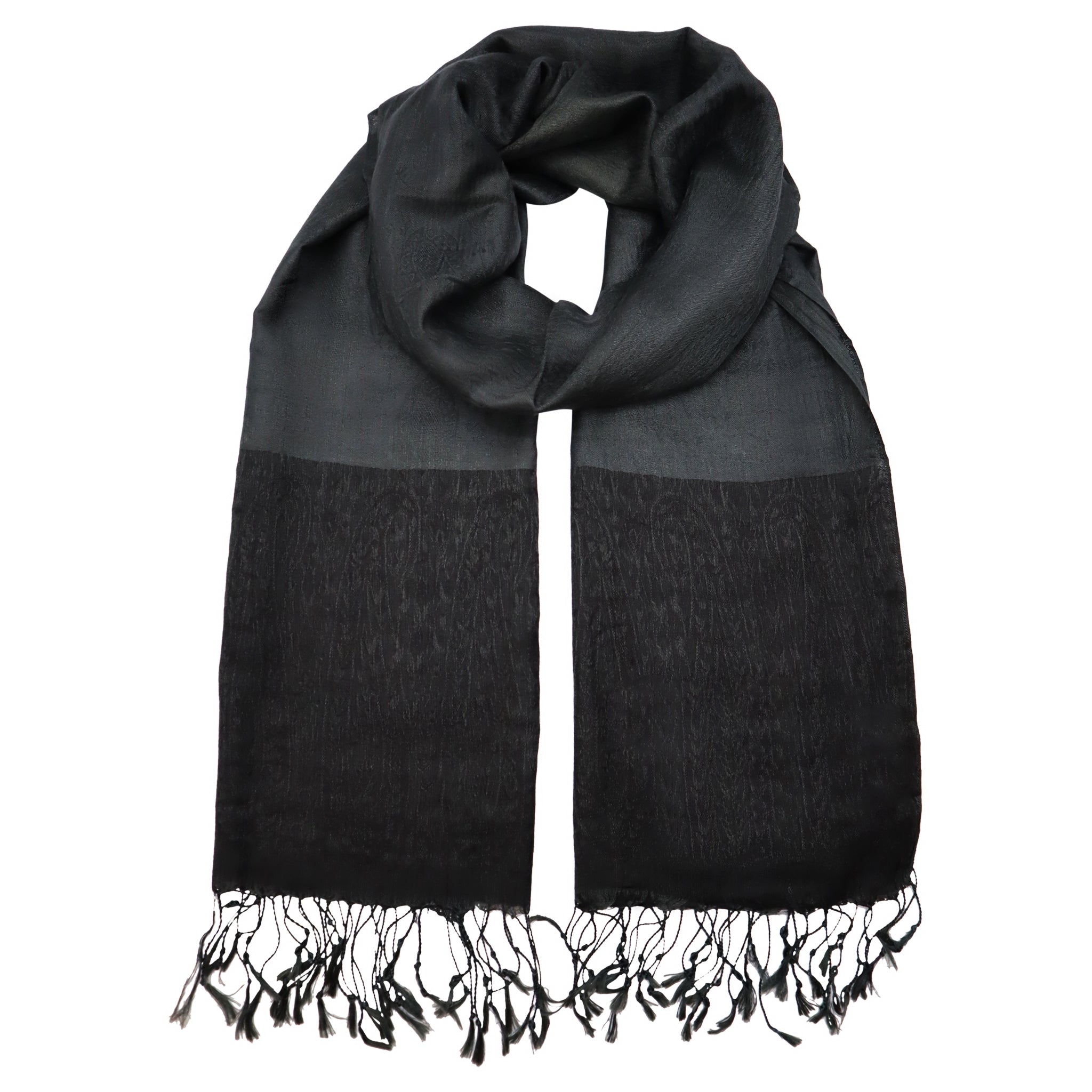 Pure CASHMERE Black and Grey Tassled Scarf. – Lord Willy's. Established.