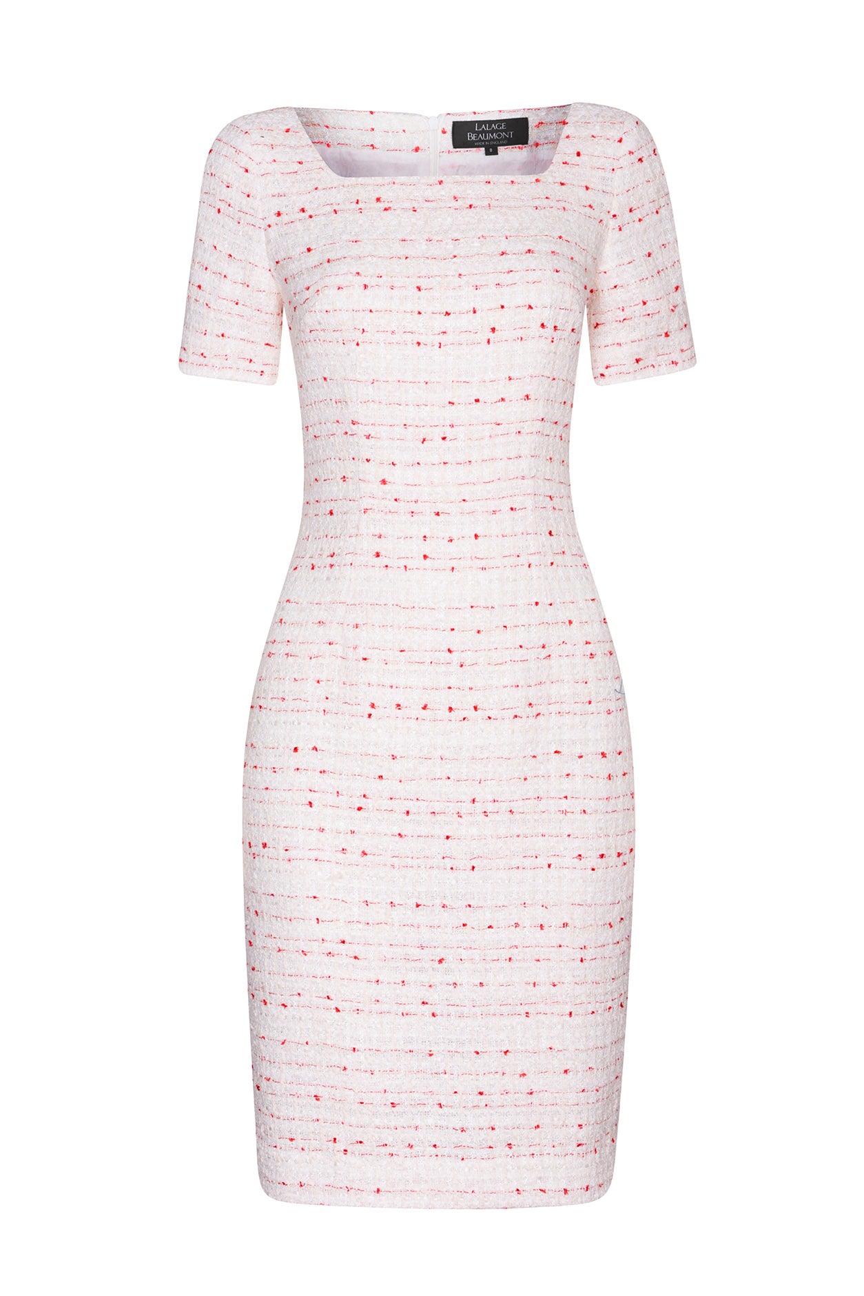 Shift Dress in Ivory/Scarlet Tweed - Alexa