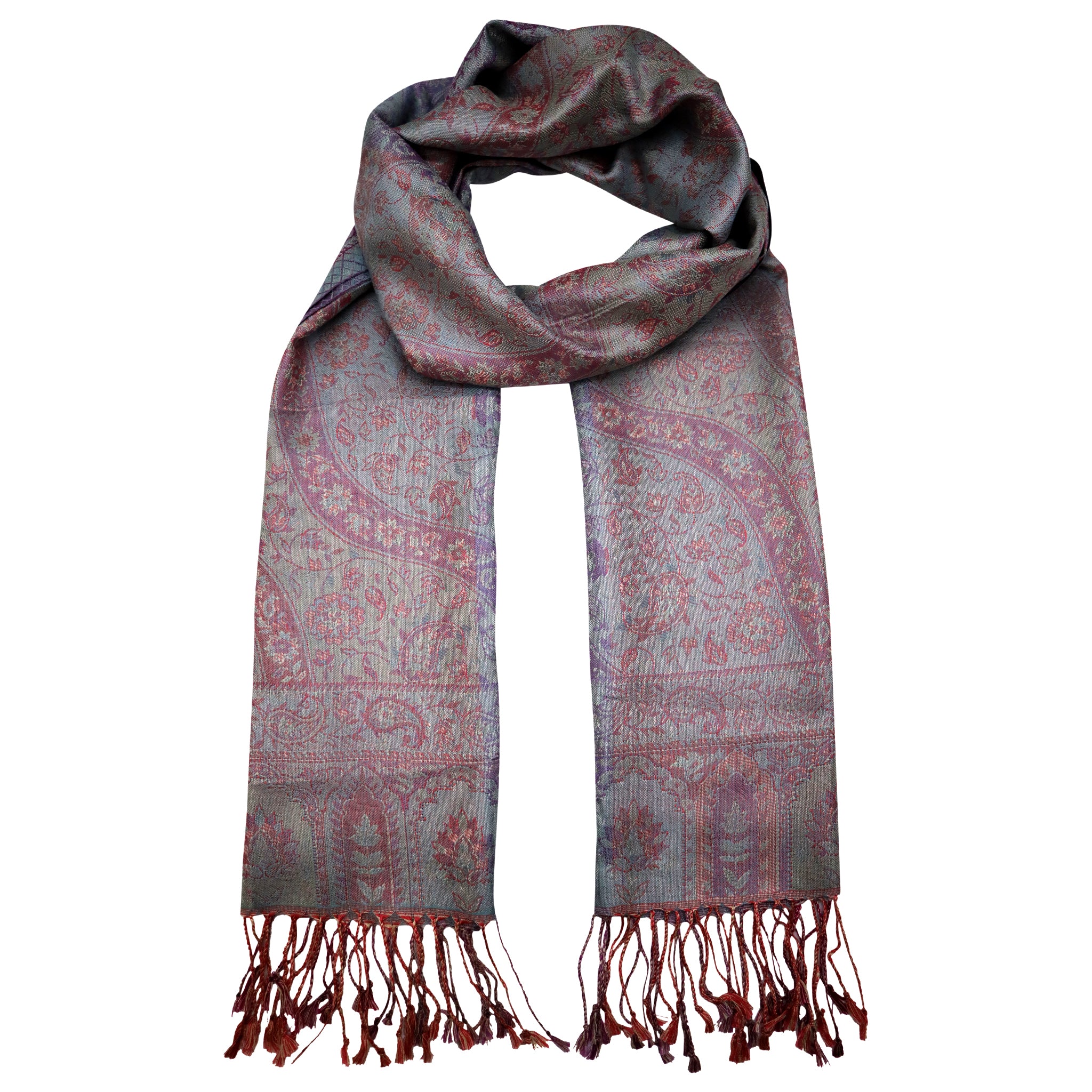 Silk Jacquard Long Scarf - Various Colours