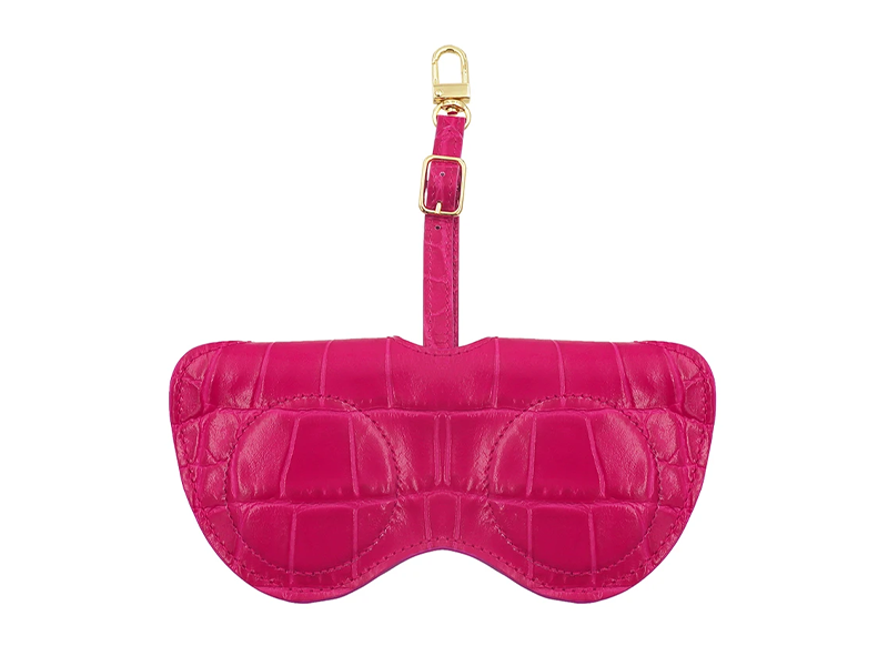 Sunglasses Holder Orinoco 'Croc' Print Calf Leather - Fuchsia