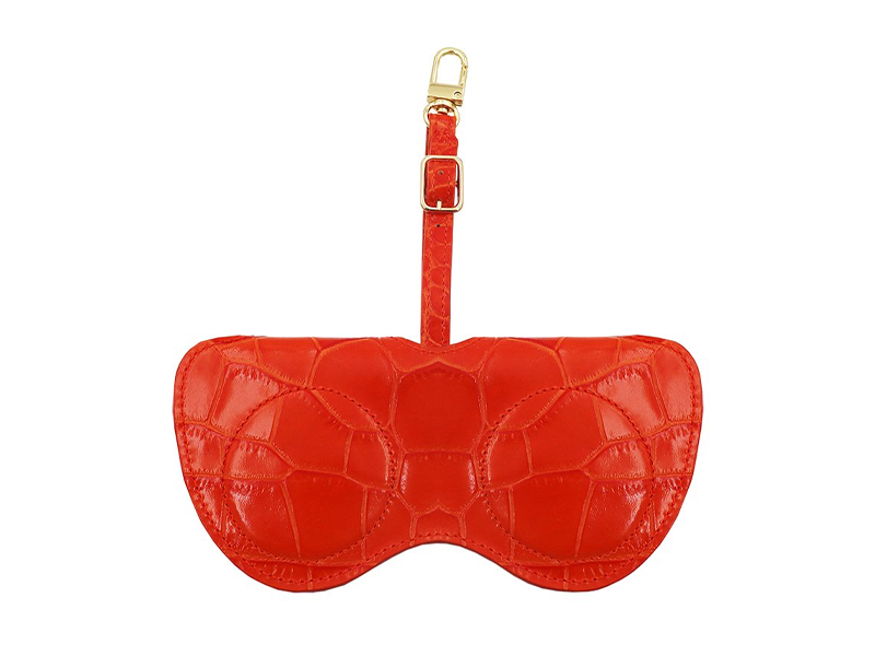 Sunglasses Holder Orinoco 'Croc' Print Calf Leather - Orange