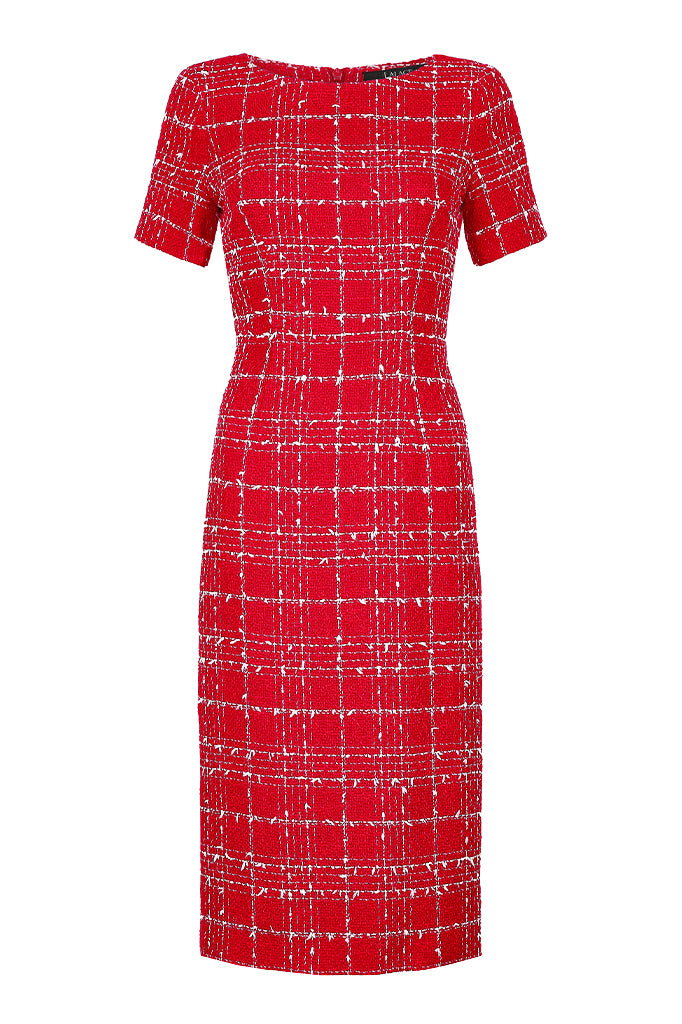 Red Check Tweed Dress - Angie