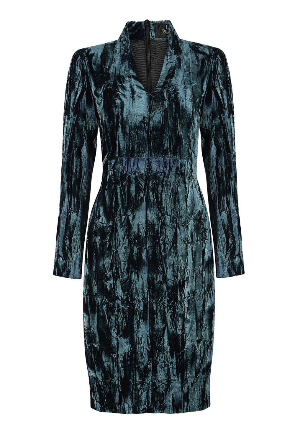 Dark Teal Crushed Velvet Dress - Emma