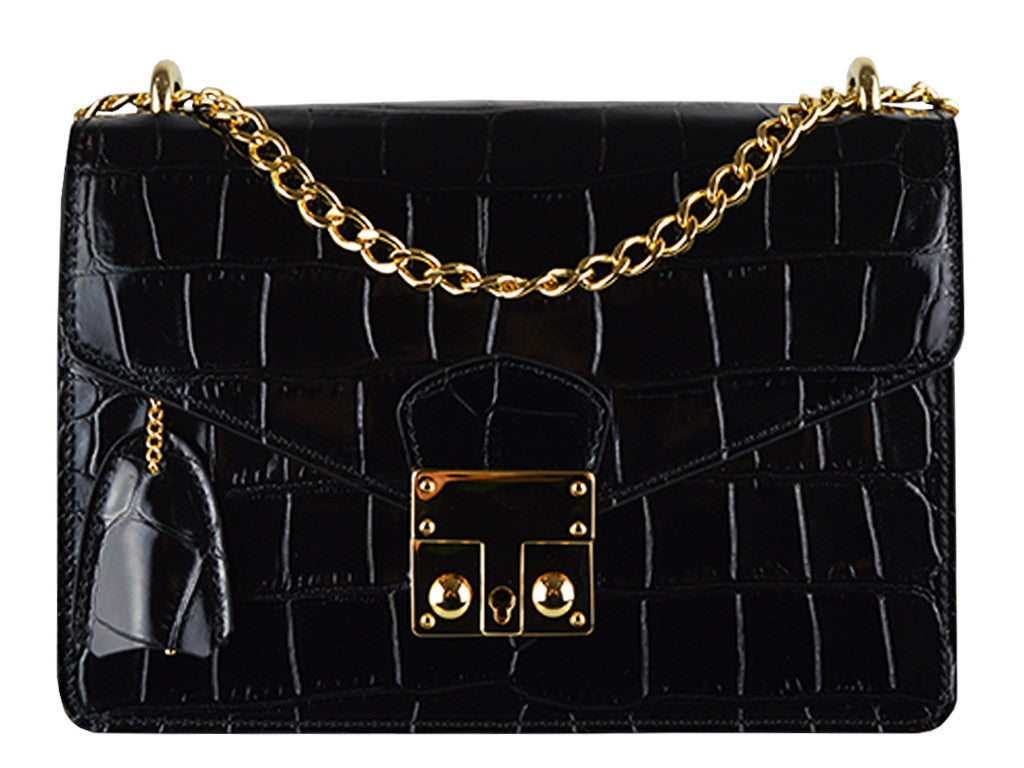 Coppelia 'Croc' Print Bag Black 