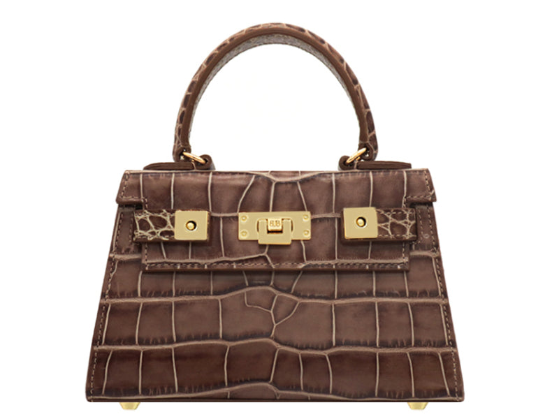 Maya Mignon Orinoco 'Croc' Print Calf Leather Handbag - Taupe