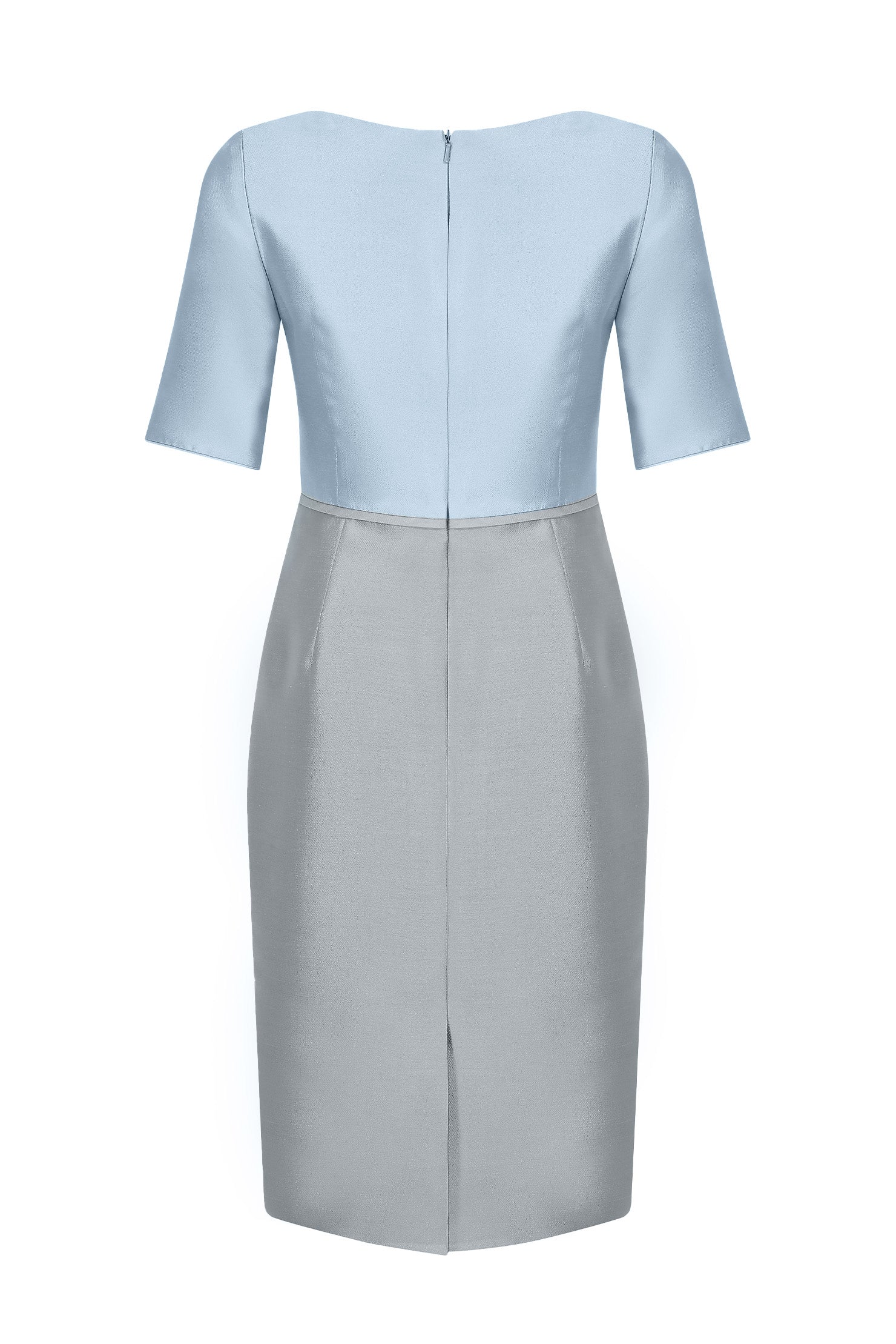 Sky Blue/Grey Sateen Dress - Amelia