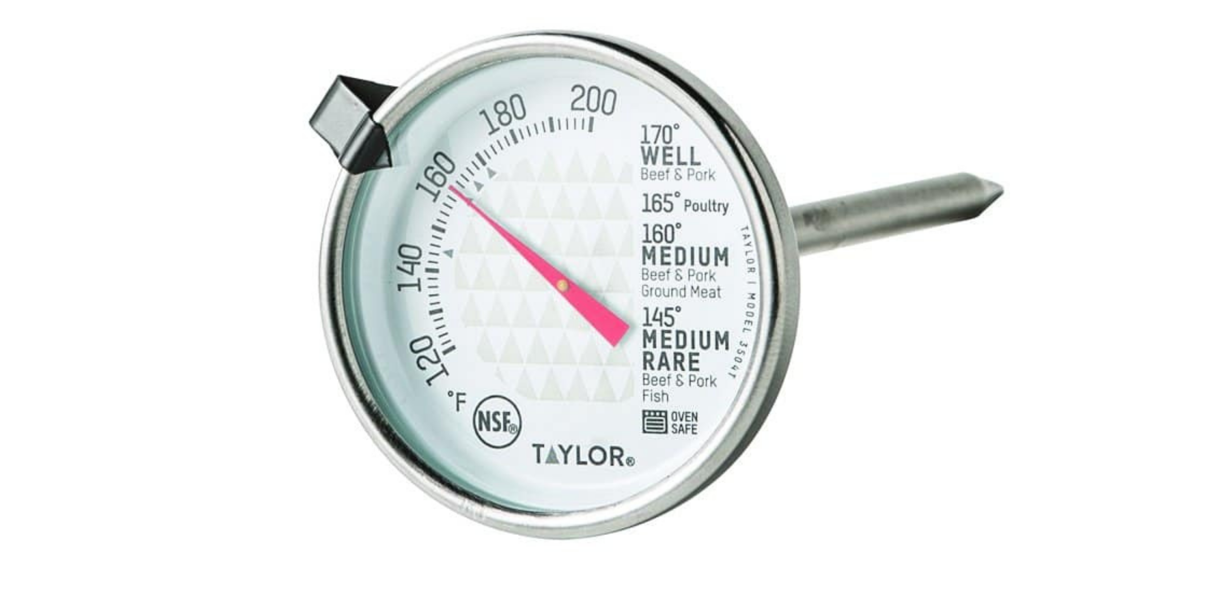 Meat thermometer with dial and stem