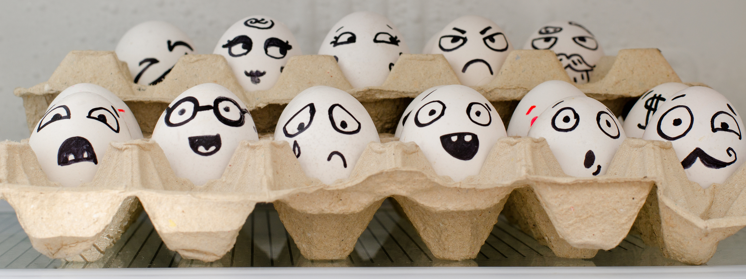 Eggs marked with emotional expressions