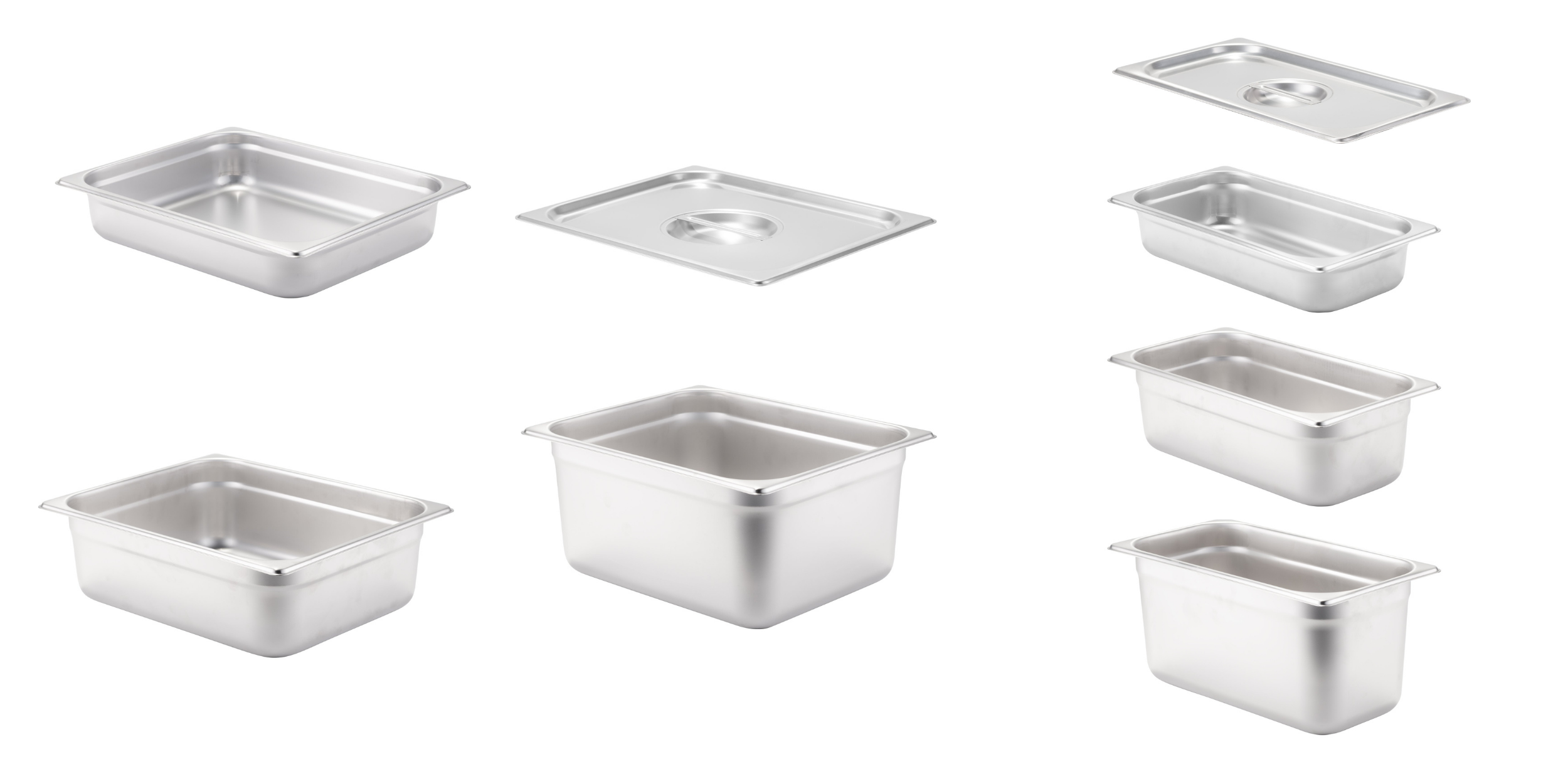 Various sized food pans and lids