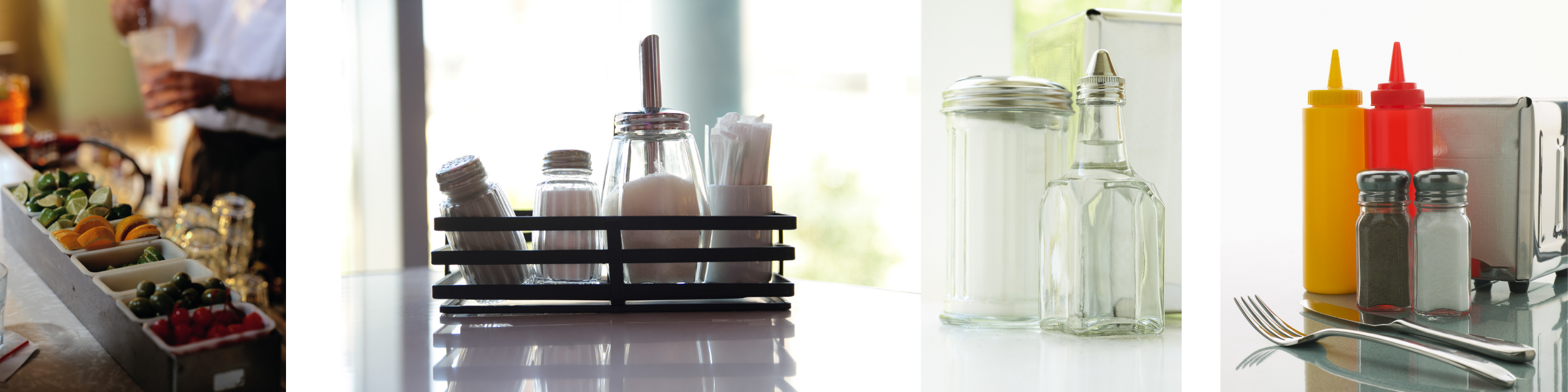 DIfferent condiment containers