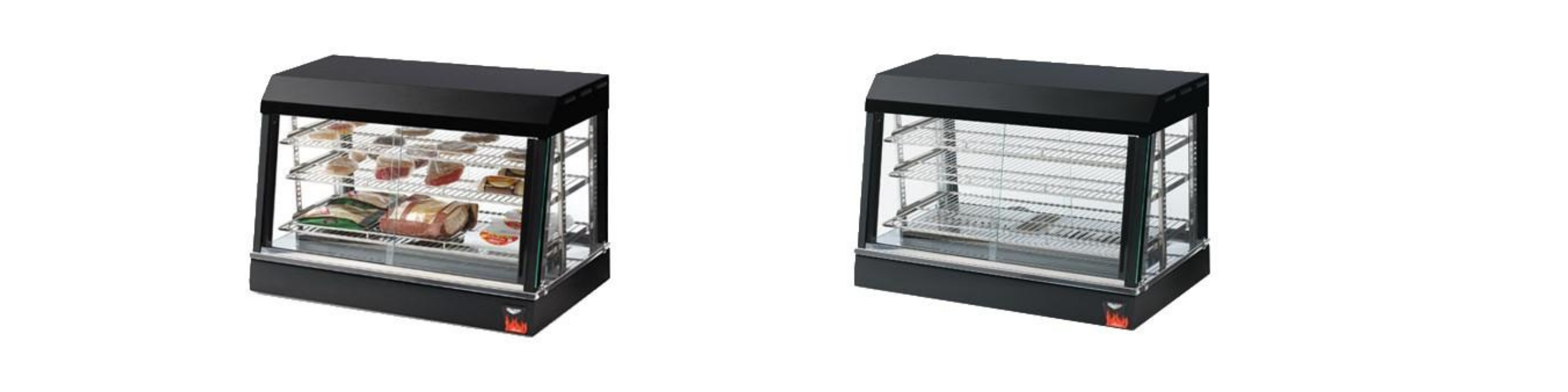 Heated bakery display cases