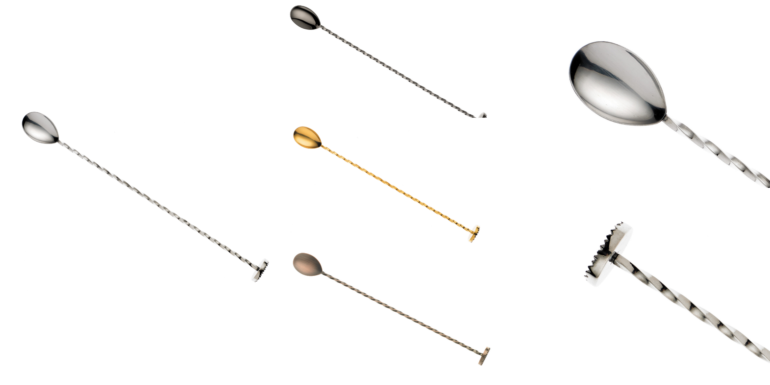 Various bar spoons with a muddler at end