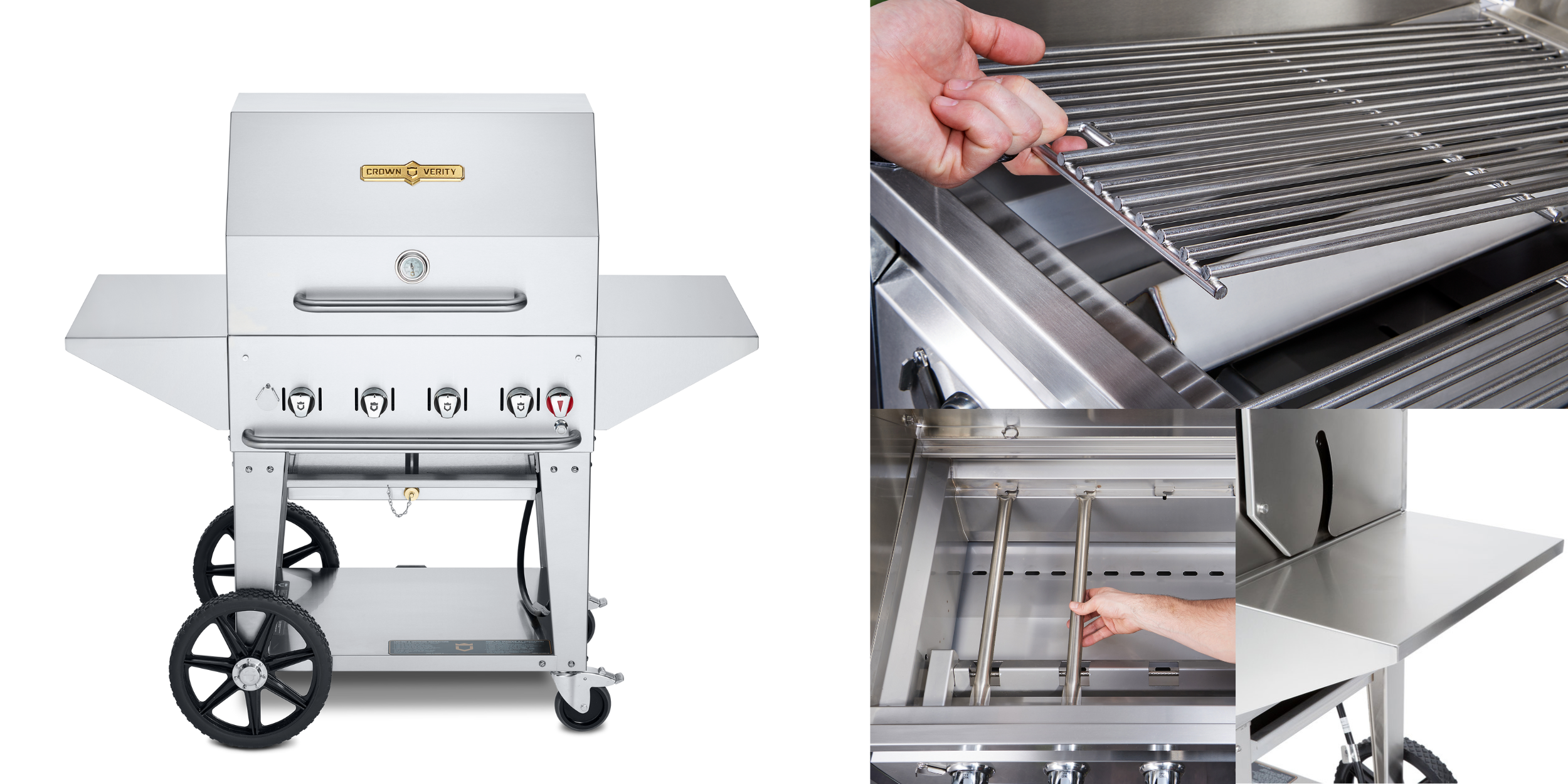 Crown Verity 30" Mobile Gas Grill with Dome, Rack, Shelves and Cover