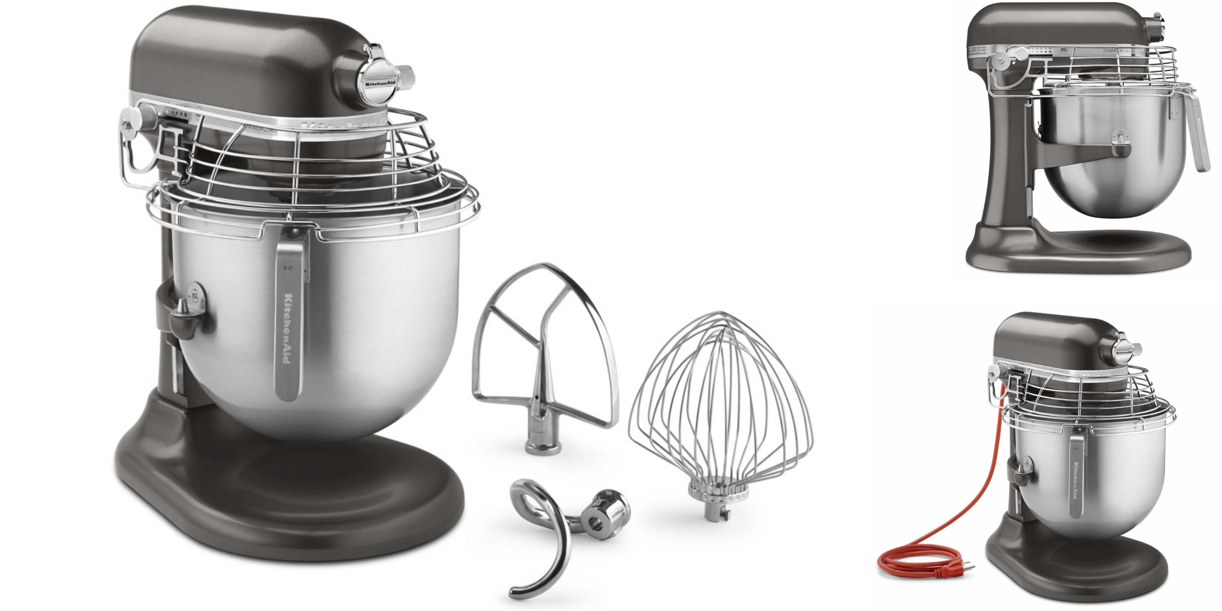 Commercial lift stand mixer, 8 qt bowl and 3 attachments