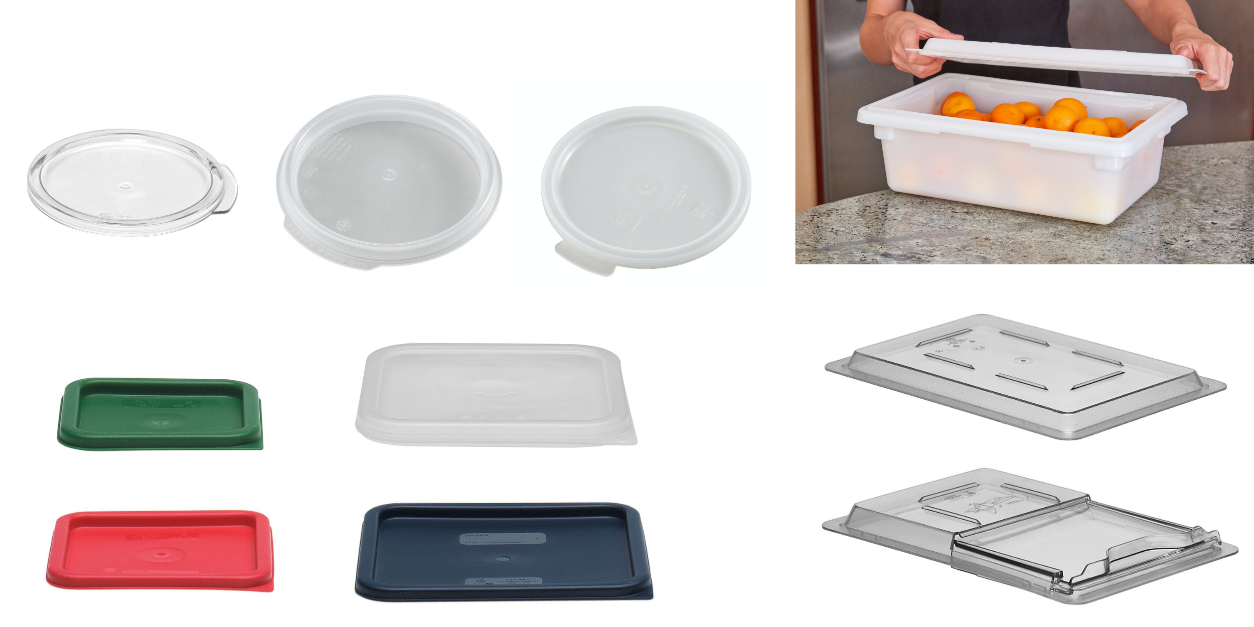 Commercial food storage containers lids