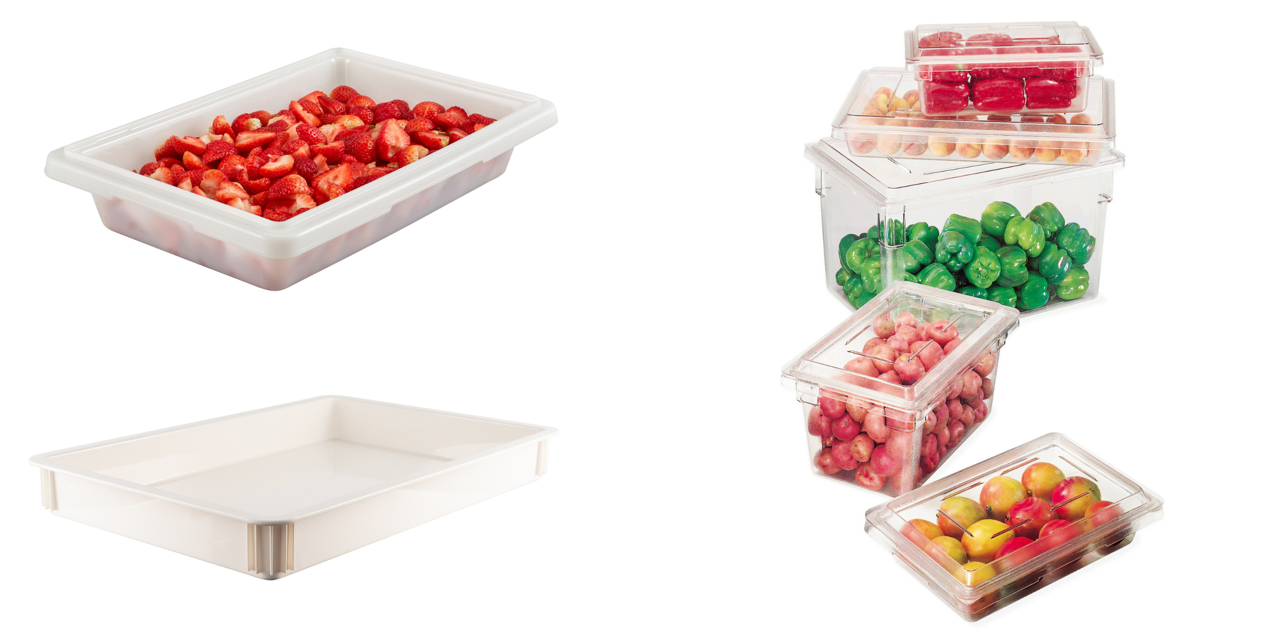 Rectangular food storage containers and boxes