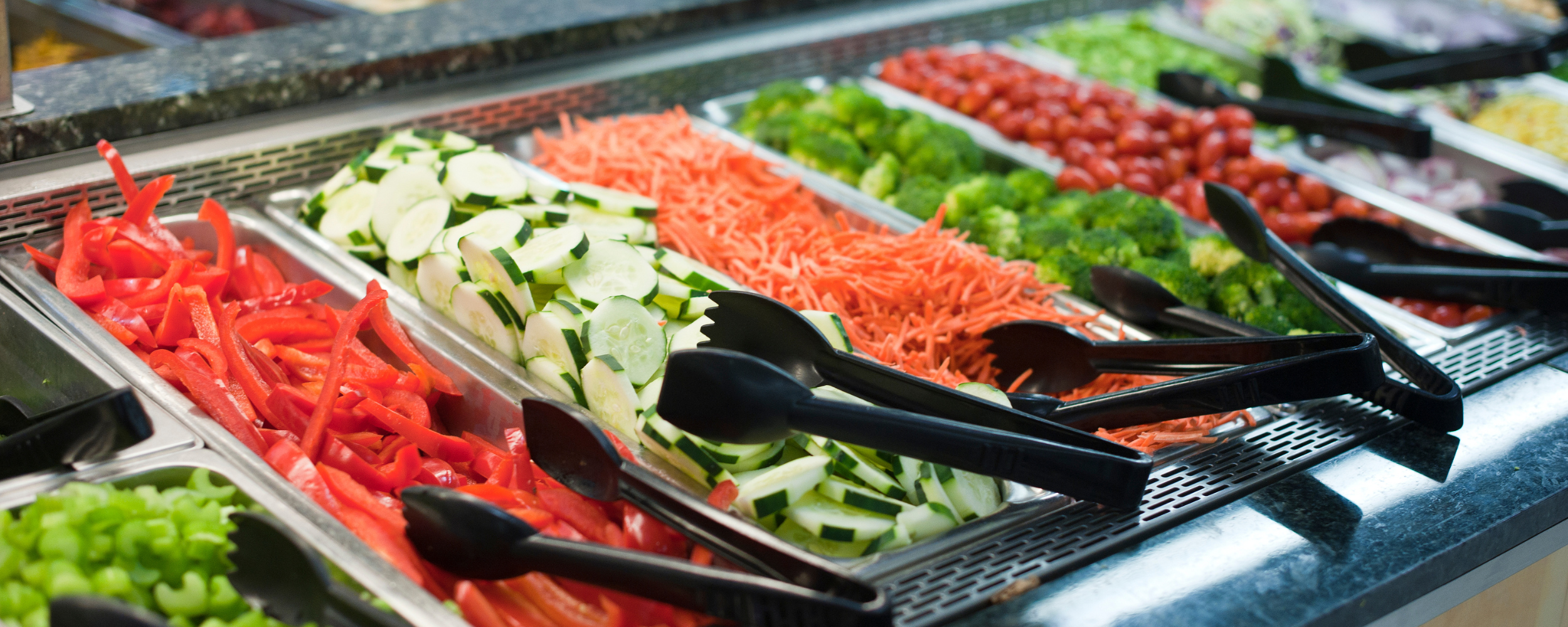 salad bar using stainless steel food pans
